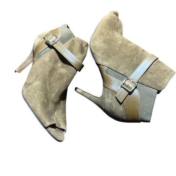 Marc Fisher suede Tan Peep-Toe Ankle Boots - Picture 1 of 3